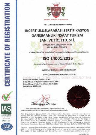 IKCERT ISO 14001:2015 çevre yönetim sistemi belgesi